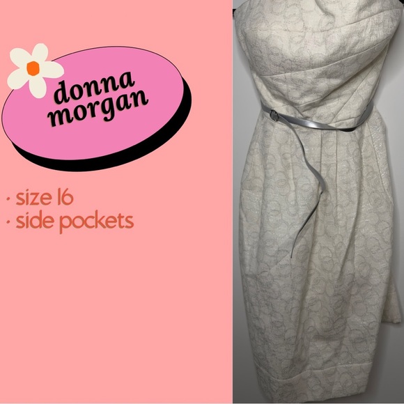 Donna Morgan Strapless Cocktail Dress with belt - Picture 1 of 4